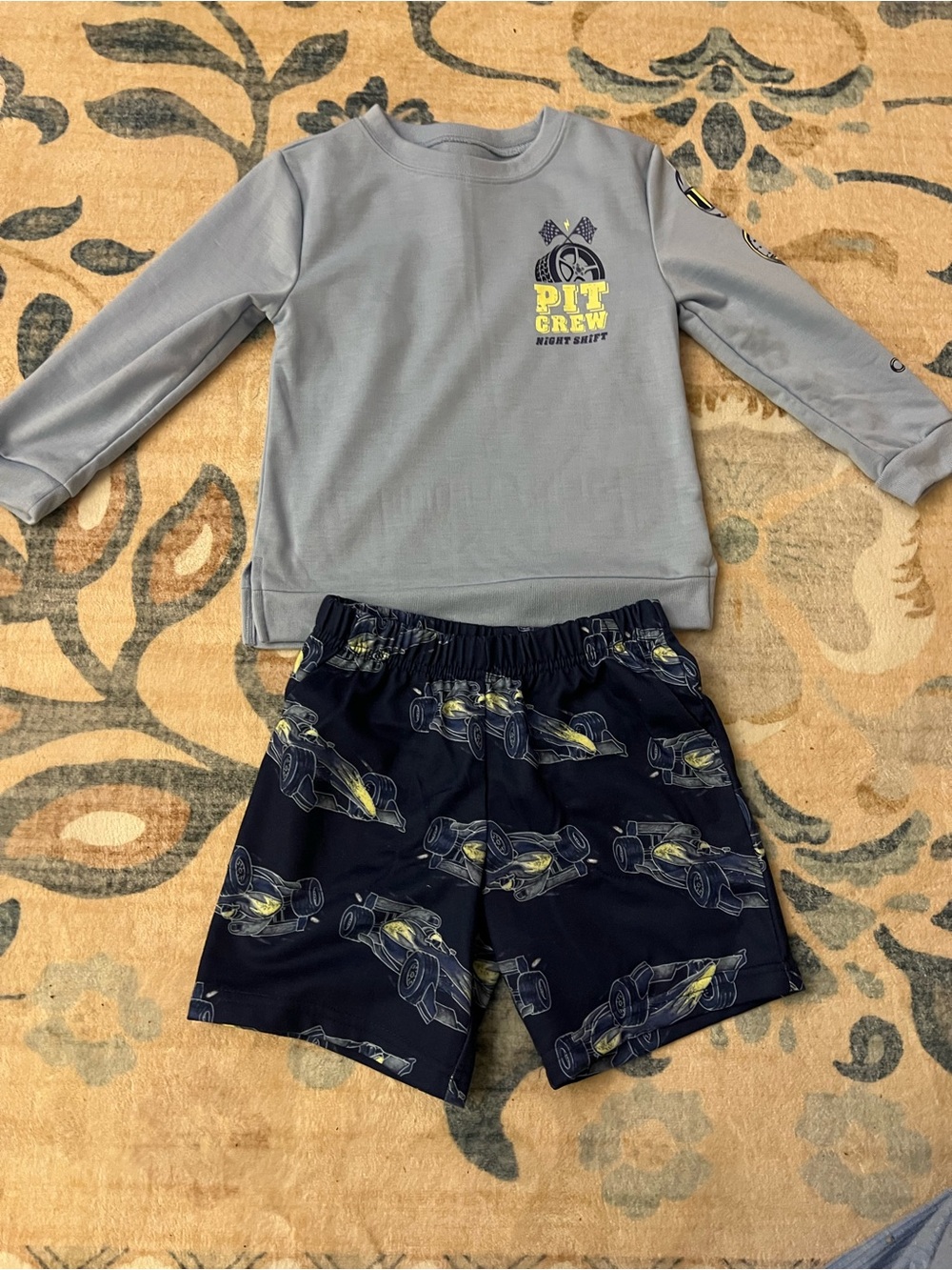 Light blue 'Pit Crew' Pullover & Navy Racecar Shorts Set nwot